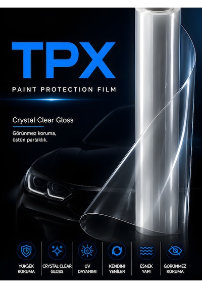Tpx 7.5 Mil Şeffaf Ppf Kaplama Film Poliüretan Crystal Clear Gloss Boya Koruma Filmi 152 Cm X 2 Metre