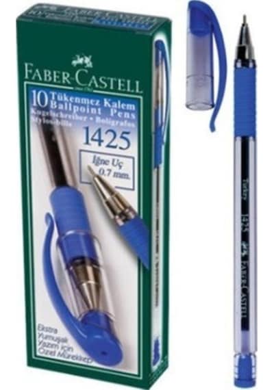 Faber Castell Faber-Castell 1425 Iğne Uçlu Tükenmez Kalem Mavi 10`Lu Kutu