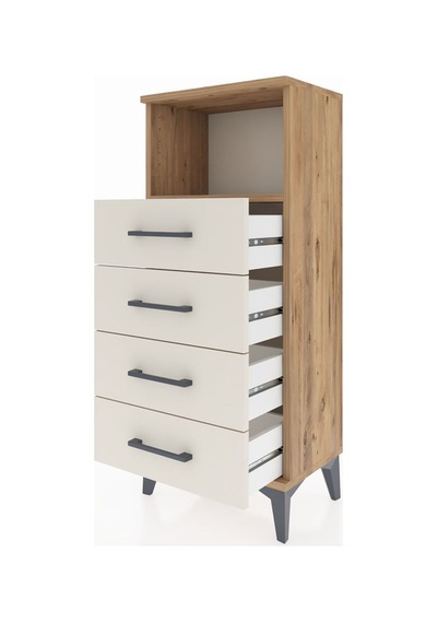 Arges Komodin Tek Raflı 4 Çekmeceli 44x30x106 Çam-aytaşı Çam