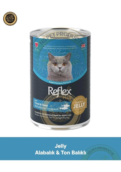 Reflex Plus Jöle İçinde Et Parçacıklı Alabalıklı Ve Ton Balıklı Yetişkin Kedi Maması 3x400gr