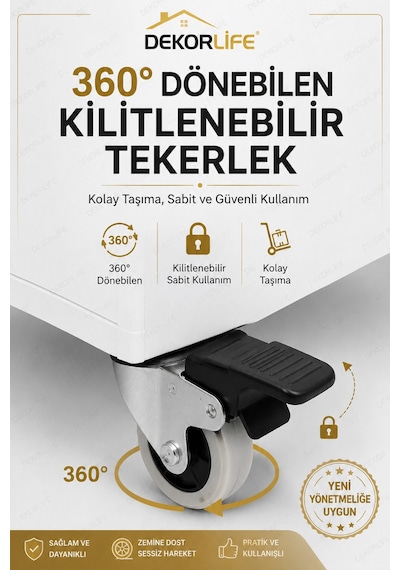 Yeni Yönetmeliğe Uygun Seyyar Mobil Lavabo Paslanmaz Evyeli 10 L Çift Hazneli Şarjlı Musluklu Tekerlekli Lavabo Beyaz