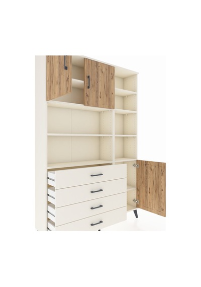 Arges Dolap 9 Raflı 4 Çekmeceli 3 Kapaklı 132x30x195 Aytaşı-ç... Aytaşı