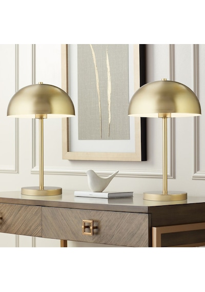 Modern Tasarım Mars Abajur Dekoratif Şık Masa Lambası Eskitme Gold Sarı Metal Gövde Sarı