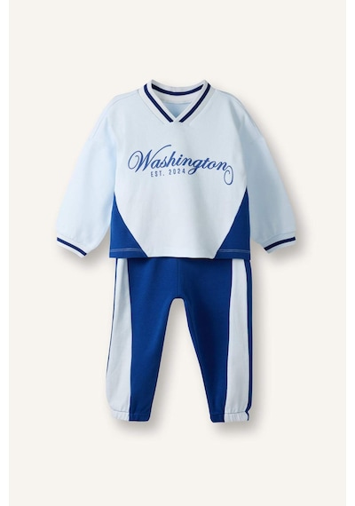 Defacto Erkek Bebek 2li Takım Baskılı Sweatshirt Eşofman Altı G6132a526sper98 Ekru-er98