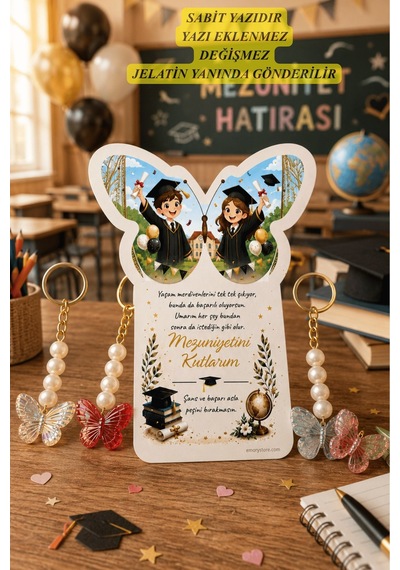 Butterfly Mezuniyet Hediyesi Renkli Kelebek Anahtarlık Çanta Süsü - Karne Hediyesi - 10 Adet