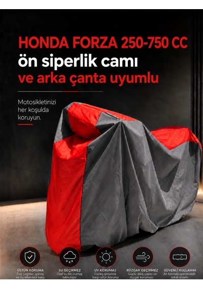 Honda Forza 250-750 Cc Ön Siperlik Camı Ve Arka Çanta Uyumlu Lüx Premium Suya Ve Güneş Işınlarına Karşı Dayanıklı Motosiklet Brandası