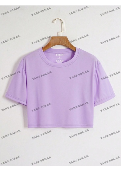 Flood Of Style Crop Ckod-232913 Düz Kısa Mor