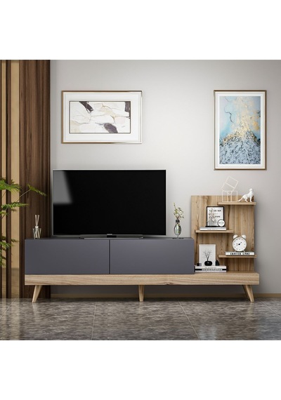 Dizayn Raflı Tv Ünitesi Antrasit Antrasit