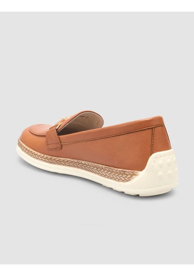 %100 Hakiki Deri Taba Kadın Loafer Taba