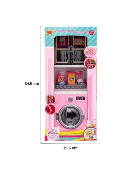 Oyuncak Çamaşır Makinesi Seti - Dolaplı, Raflı Ve Temizlik Aksesuarlı Evcilik Seti 3+ Yaş
