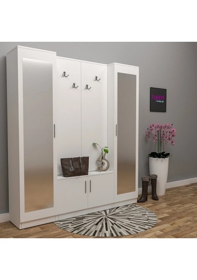 Hare Çift Bloklu Portmanto Mdf Beyaz Hare Çift Bloklu Portmanto Mdf Beyaz