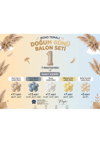 Boho Balon Seti 45 Parça Soft Karışık Renkler