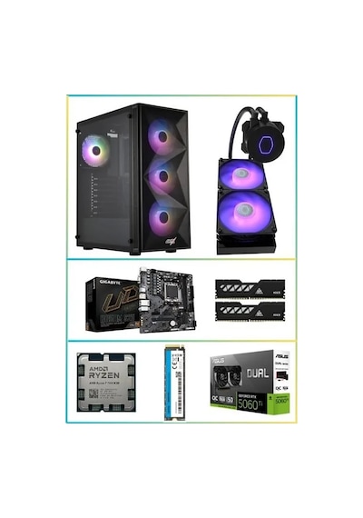 ES Sundmood R7-7800X3D 16 GB 32 GB 1 TB M2 SSD Free Dos Masaüstü Oyuncu Bilgisayarı