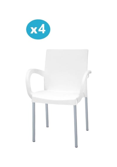 Omnipazar Mt-cf880 Mare Plastik Bahçe Balkon Koltuk Sandalye 4'lü Set Beyaz