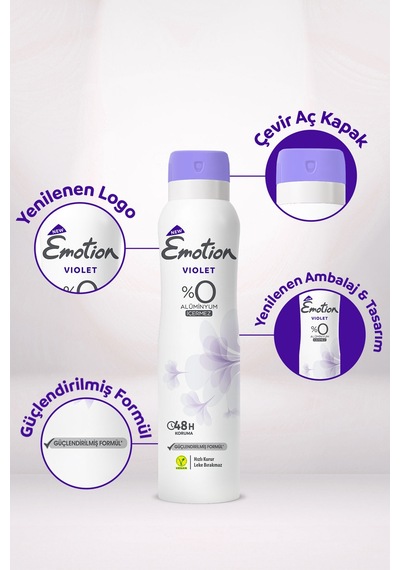 Violet Kadın Alüminyumsuz Vegan Deodorant 3x150ML Hızlı Kurur,leke Bırakmaz