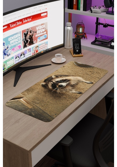 Rakun Kaymaz Dikişli Kauçuk Oyuncu Mousepad V1 - 70x30 Xl Gaming Mouse Pad Fare Altlığı