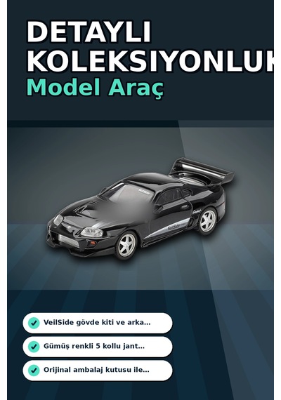 Siyah Veilside Combat V-ıı 1/64 Diecast Toyota Supra Model Araba Tekli Koleksiyon Bx-313386