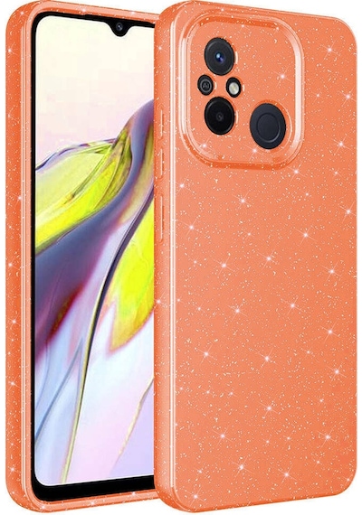 Lexroo Xiaomi Redmi 12c Kılıf Kamera Korumalı Simli Lüks Koton Kılıf - Turuncu