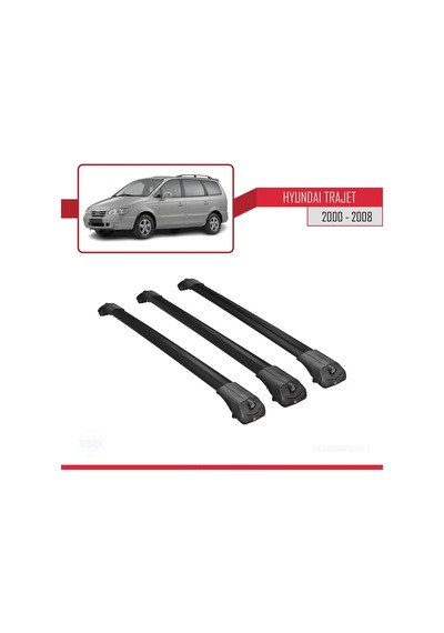 Hyundai Trajet 2000-2008 Arası İle Uyumlu Ace-1 Ara Atkı Tavan Barı Siyah 3 Adet Bar