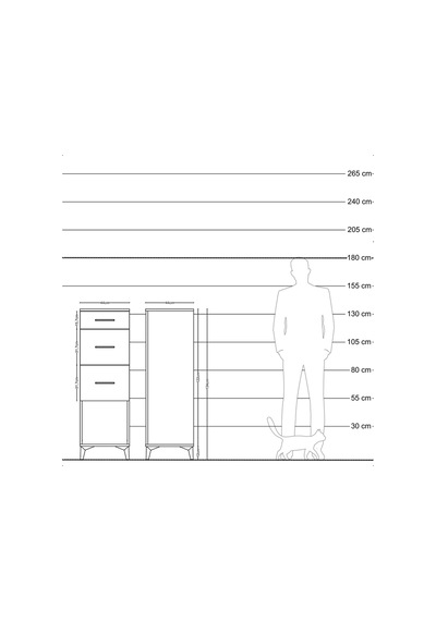 Hyperion Dolap 3 Çekmeceli 44x44x134 Çam-aytaşı Çam