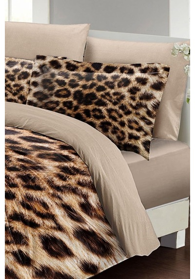 Leopar Desenli Çift Kişilik Nevresim Takımı, Pamuk Saten, Monohome67304 Diğer