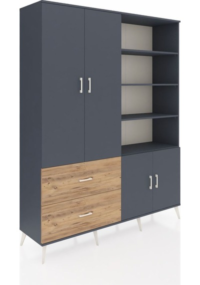 Hyperion Gardrop 7 Raflı 2 Çekmeceli Tek Askılı 176x44x221 Antrasit-antrasit/çam Antrasit/çam Hyperion Gardrop 7 Raflı 2 Çekmeceli Tek Askılı 176x44x221 Antrasit-antrasit/çam Antrasit/çam