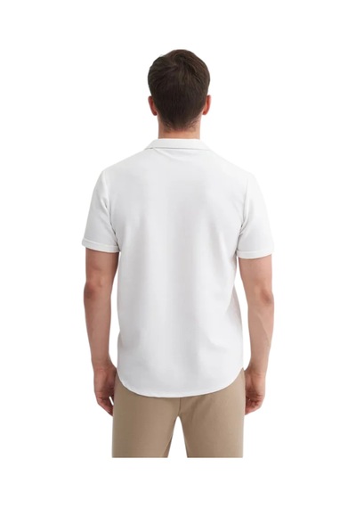 Slim Fit Dar Kesim Kalın Kısa Kol Gömlek Beyaz
