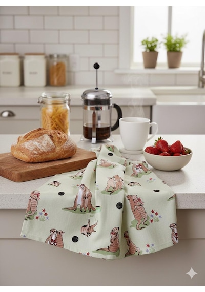 Cath Kidston Desenli Mutfak Kurulama Bezi 1-adet Açık Yeşil