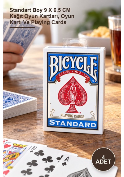 4 Adet İskambil Oyun Kartı Standart Boy 9 X 6,5 Cm Kağıt Oyun Kartları, Oyun Kartı Ve Playing Cards