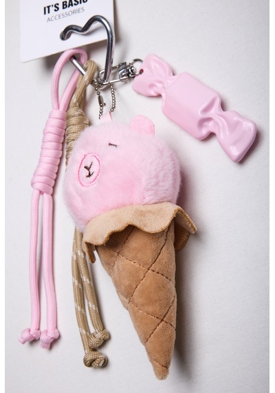 Pembe Kahve Dondurma Ve Candy Detaylı Çoklu Objeli Tasarım Charm Anahtarlık