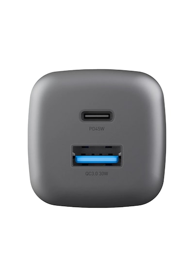 Energea Ampcharge Mini 45 1 Adet 45w Type-c Ve 30w Usb Çıkışlı Pd Pps Qc 3.0 Gan Hızlı Şarj Aleti - Siyah