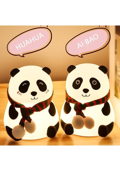 Sevimli Panda Gece Lambası Silikon Led Işık Çocuk Odası Dekoru Hediye Gözü Açık Çok Renkli