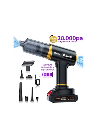 Ezere St-6609c 20000pa Güçlü Dijital Göstergeli Vakumlu Kablosuz Üflemeli Araç Süpürgesi- 5775