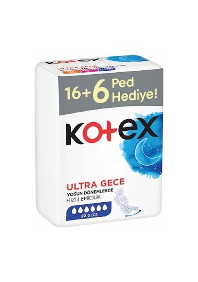 Kotex Ultra Hijyenik Ped Gece 22'li