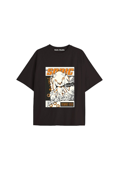 Kalic Studio Unisex Bay Sonic Desenli Siyah Yazlık T-shirt Siyah-227