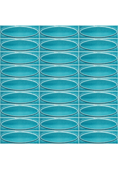 Armada Çini 7x21 Cm Elips Turkuaz Desenli Çini Seramik Karo