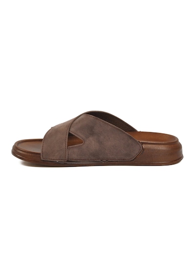 Pierre Cardin Kahve Çapraz Bantlı Hafif Erkek Terlik Pc-7412 M Kahverengi