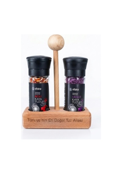 Efsina Violet ve Acılı Kaya Tuzu Değirmenli Gurme Tuz 2'li Set
