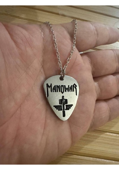 Manowar Heavy Metal Grubu Pena Şeklinde Çift Taraflı Rock İşaretli Unisex Metal Kolye Çok renkli