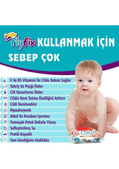 Flyfix Sensitive 12 Li 1200 Yaprak Saf Islak Mendil Bebek Havlusu