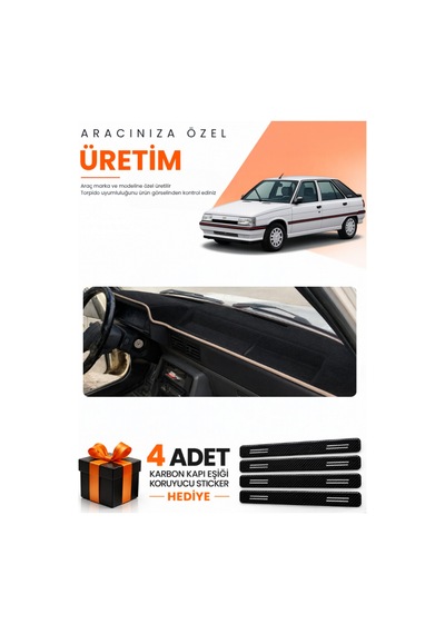 Renault 11 Flash 1989-1996 Uyumlu Torpido Koruma Örtüsü Oto Kılıfı - Siyah Bej