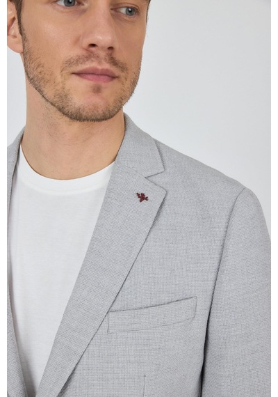 İmza Gri Mono Yaka Düz 2 Düğme Casual Esnek Slim Fit Ceket 1002250123 Gri