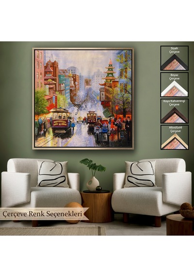 Çerçeveli Aşağı California Sokak Gelen Nob Hill Thomas Duvar Tablosu-5825