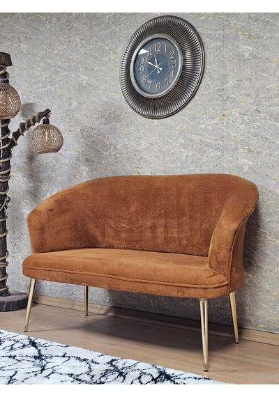 Zafir İkili Teddy Gold Kaplama Sivriltme Ayak Çay Seti Koltuk İkili Berjer , Balkon, Salon, Ofis Kiremit