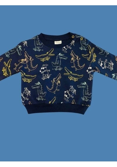Cantoy Erkek Bebek Dinazor Desenli Sweatshirt-15354 Lacivert