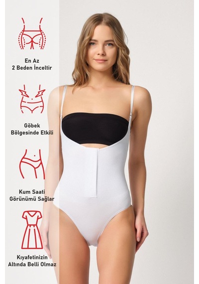 Beyaz Mı Emay 2043 Göğsü Açık Agraflı Body Korse Beyaz