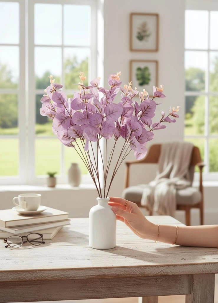 Yapay Çiçek Lila Okaliptus Aradal Arajman Çiçeği Eucalyptus Lila