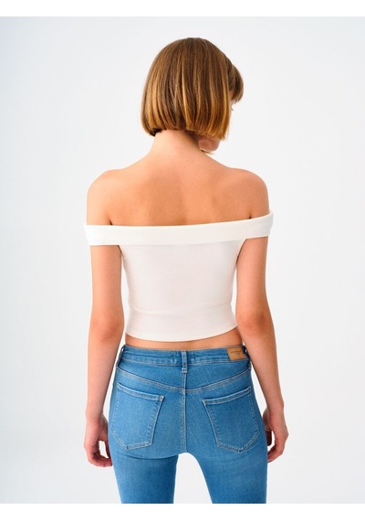 LOFT Crop Kadın Tshirt K.kol Lf2038361 Q1.v1 Beyaz