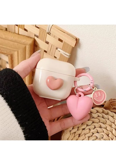 Caseonn Huawei Freebuds Se 3 Kılıf Karakter Figürlü Smiley Kalp Pembe