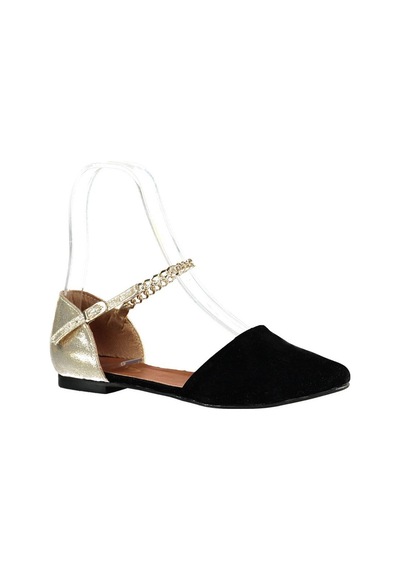 Fox Shoes Siyah/dore Kadın Babet B726024402 Siyah - Altın